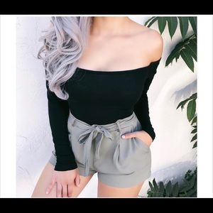 Olive Green Paper Bag Shorts